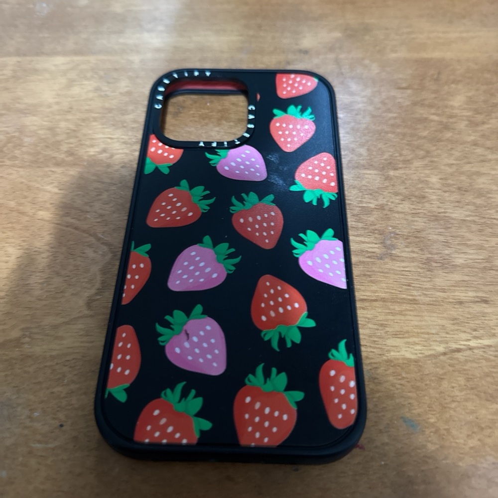 Cute Strawberry Pattern Black Phone Case - Brand Unknown